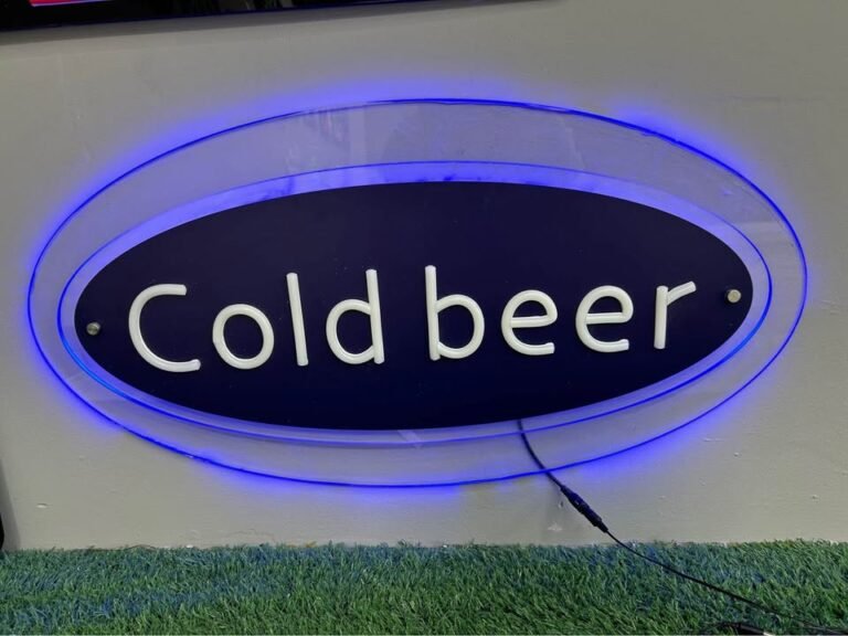 COLD BEER OVAL NEON BLUE