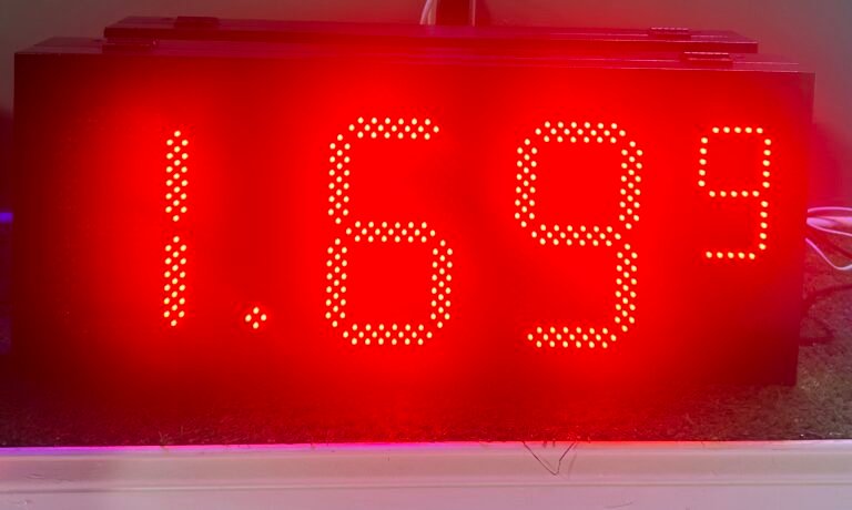GAS STATION SIGN RED 10" DOUBLE BOX (01) WITH REMOTE +  CHARGER
